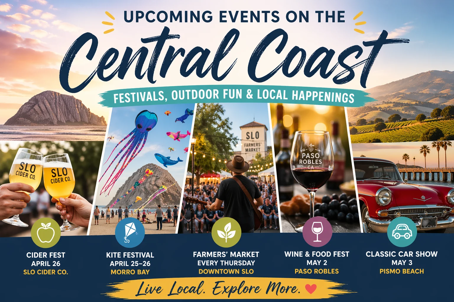 Promotional poster for Central Coast events in May 2026